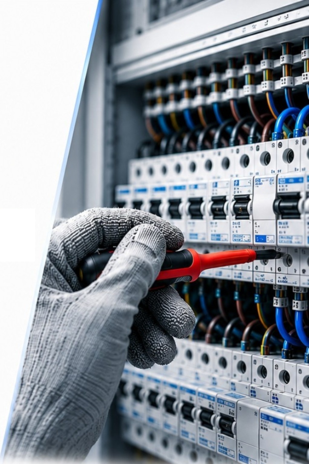 Elektriker bei fachgerechten Arbeiten an einer Elektroverteilung in Schotten